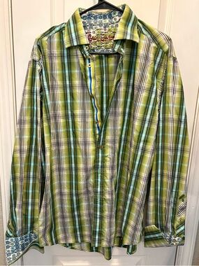 Men's ROBERT GRAHAM Multi Color Striped Long-sleeved Button Up Sz. XL